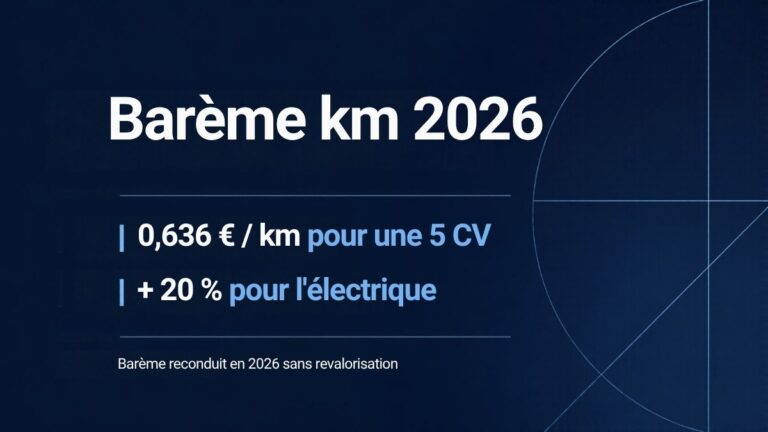 Barème kilométrique 2026 : 0,636 € par km pour une voiture de 5 CV, majoration de 20 % pour l'électrique