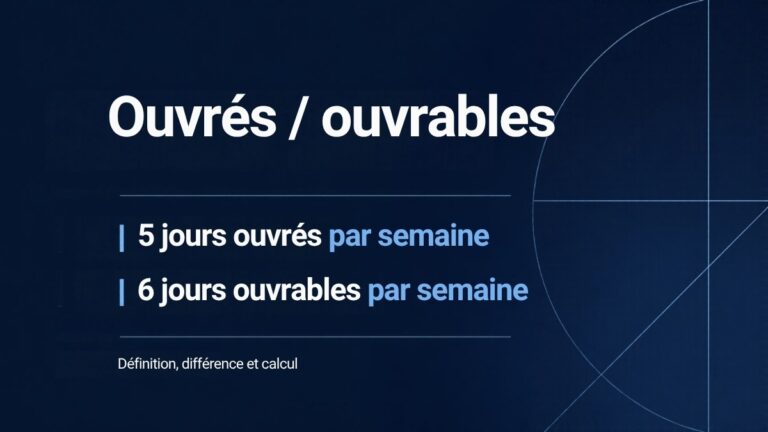 Jours ouvrés et jours ouvrables : 5 jours ouvrés et 6 jours ouvrables par semaine